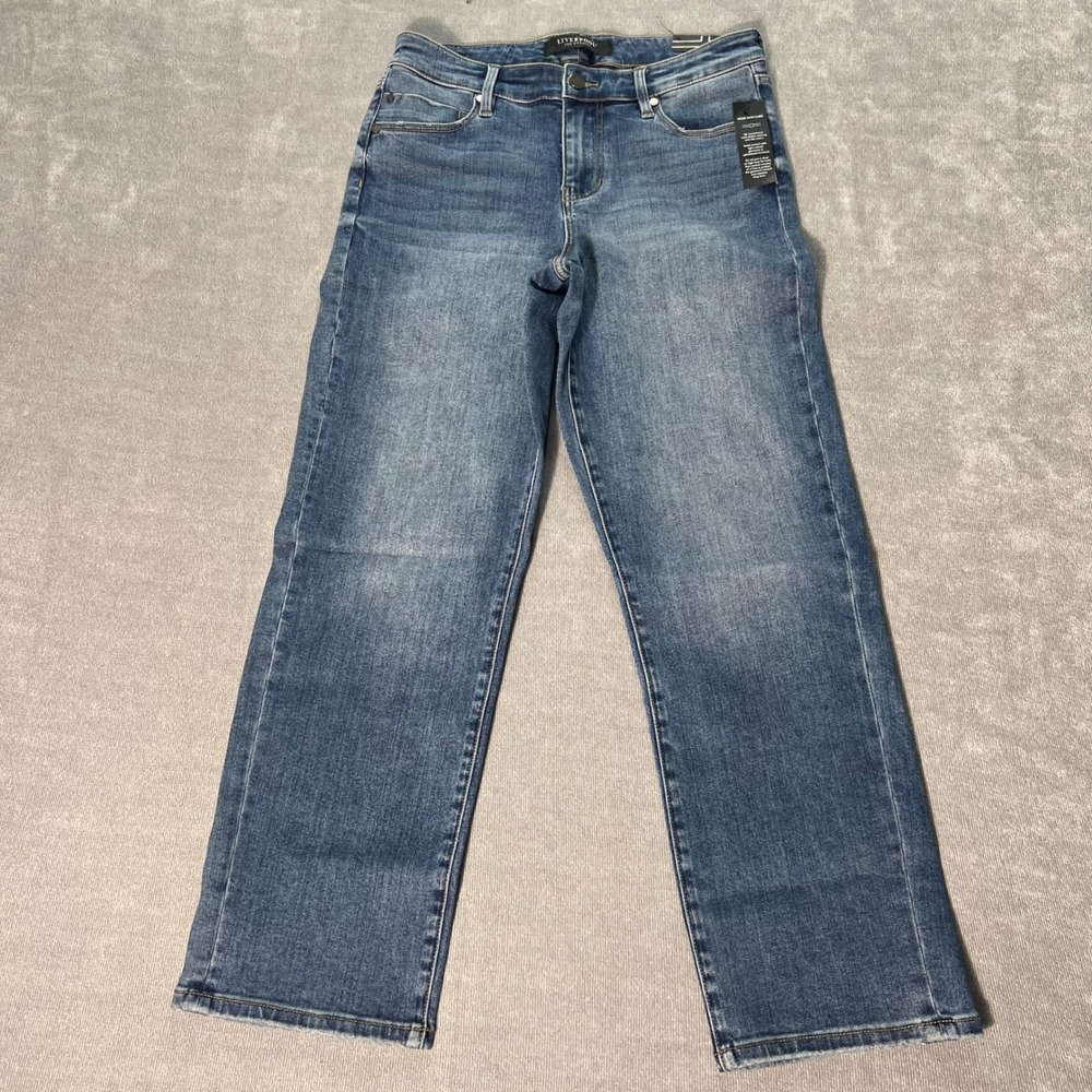 Liverpool Los‎ Angeles Kennedy Crop Straight Jeans Blue Denim Size 6/28 NEW